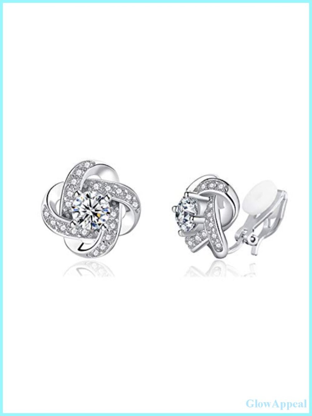 3D Geometric Cross Clip On Earrings Non Pierced Cubic Zirconia Crystal Jewelry